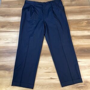 Brioni Sport Cannes Trousers Men 42 Pleated Cuffed Navy Blue Business Casual
